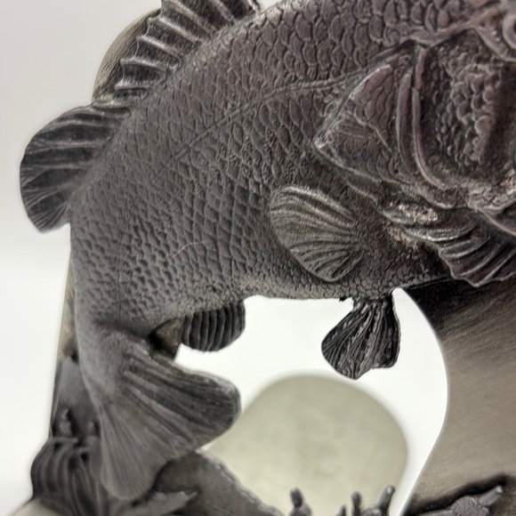 Single Bass Fish Pewter Bookend – Rustic Decor, Man Cave, Cabin Vibes - Picture 3 of 10